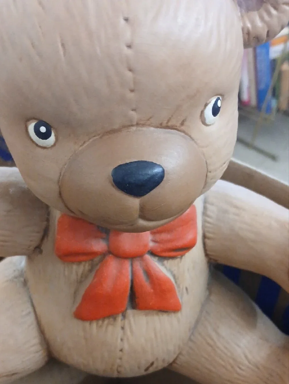 Brown Teddy Bear Toy with Red Bow - Kids Toys
